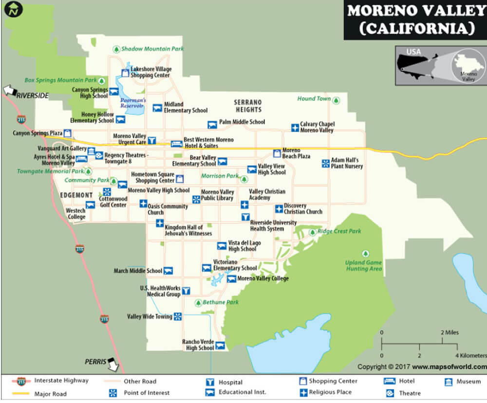Moreno Valley City Map California